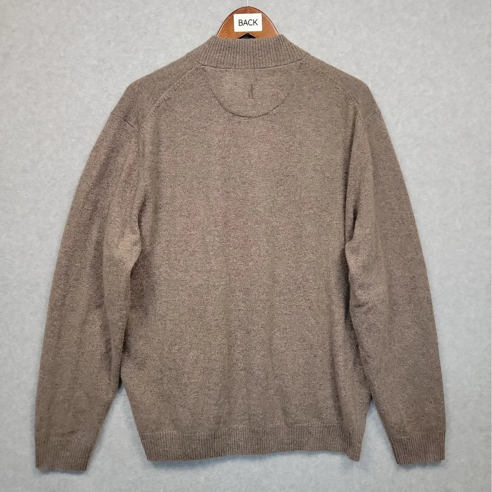 Johnnie-O Top Shelf Sweater Men XL Brown 1/4 Zip Pullover Ribbed Collar Cashmere